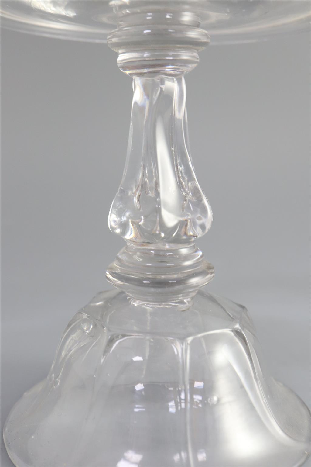 An unusual George II miniature glass tazza, second quarter 18th century, 12cm high